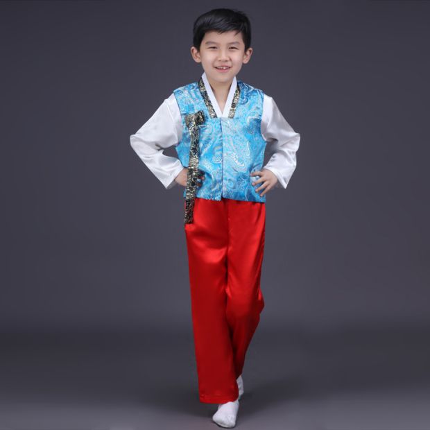少数民族服装男新款男士朝鲜族服装少数民族舞蹈表演出服中小学生运动