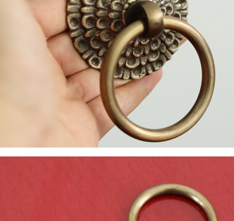 中式纯铜大门拉手老式木门把手古建庭院门拉环复古实心门环配件65cm