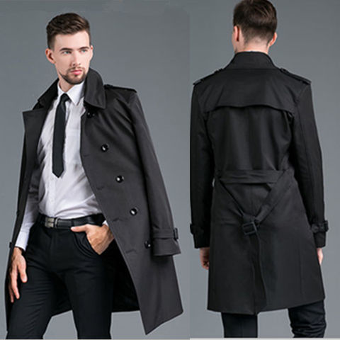 jeep吉普轻奢高档春秋冬季战壕风衣男中长款宽松潮流帅气大码英伦风