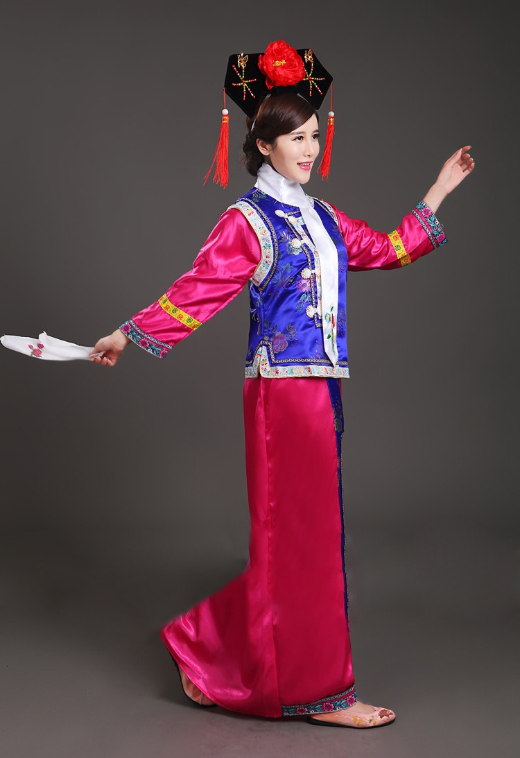 伊必圣 清朝服装女宫廷古装还珠格格甄嬛传宫表演服满族旗服演出服 玫
