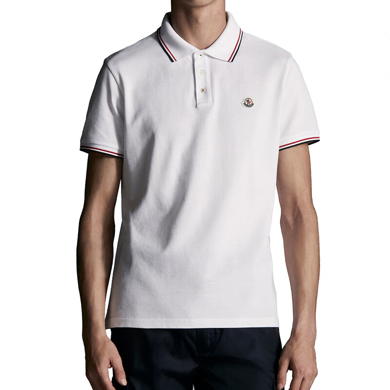 【包税】moncler/蒙克莱 22年早春新款 男士光学白色纯棉三色饰边徽标