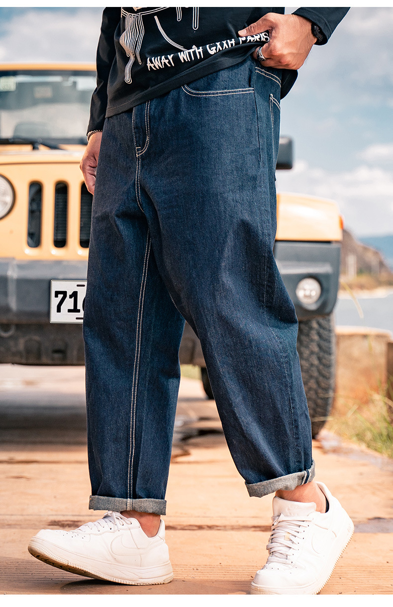 坦野大码男装牛仔裤男潮牌大码男士牛仔裤宽松胖子直筒裤加肥加大号