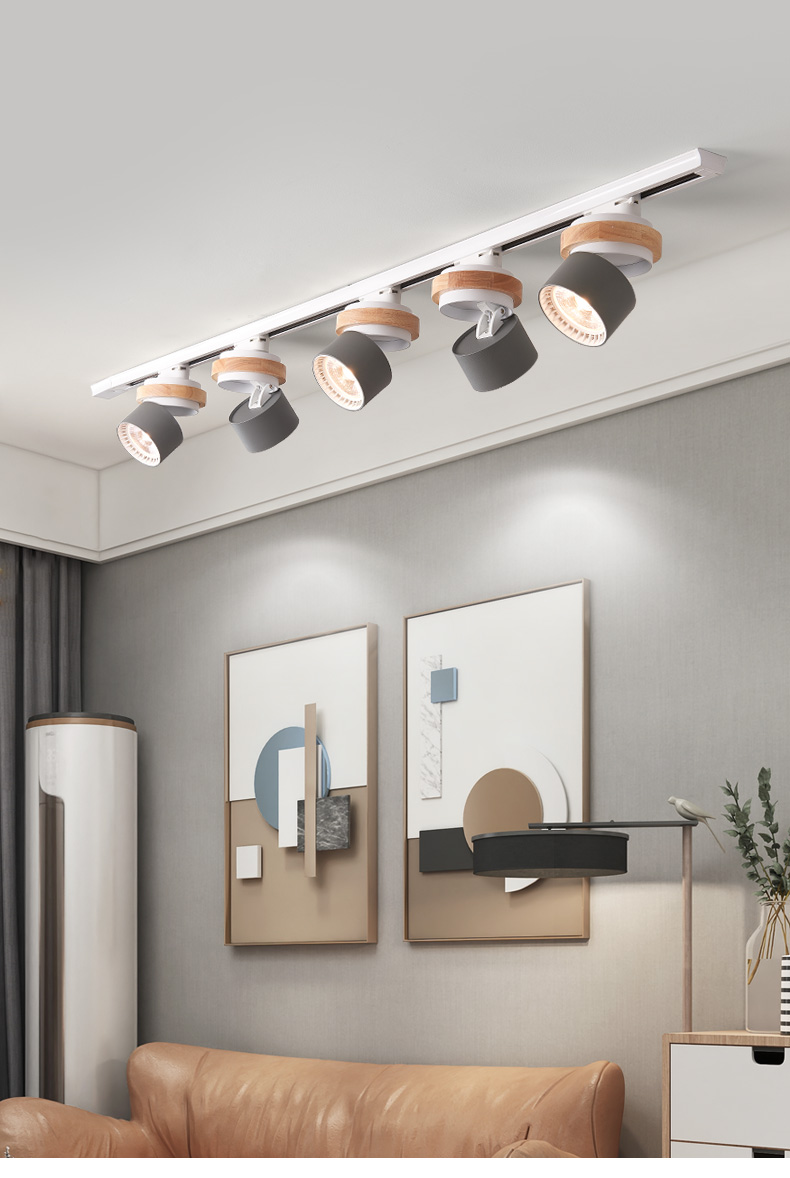 纤华艺道北欧射灯led天花灯客厅背景墙家用明装筒灯创意滑轨服装店