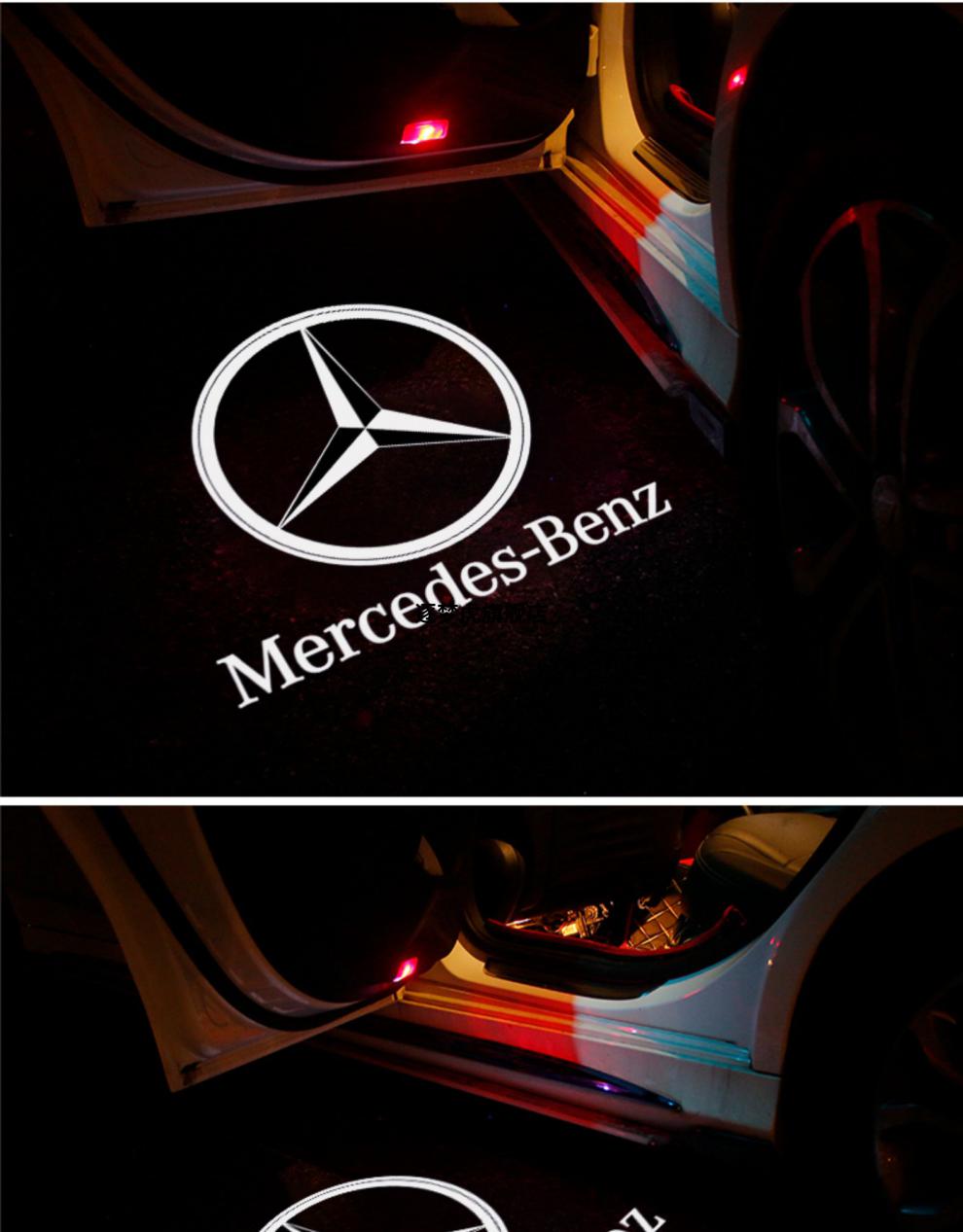 奔驰车门迎宾灯e级e300l e260l c级c260l c200l glc260改装投影灯 梅