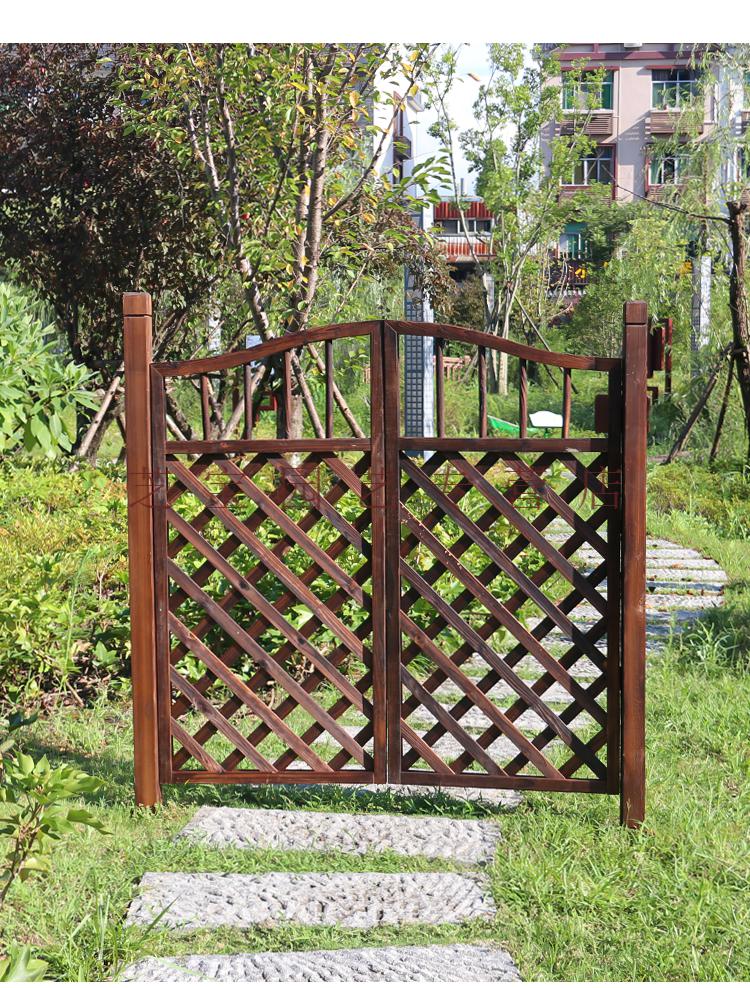 序声碳化复古防腐木门木栅栏门园艺栅栏门篱笆门花园院子门木门长110