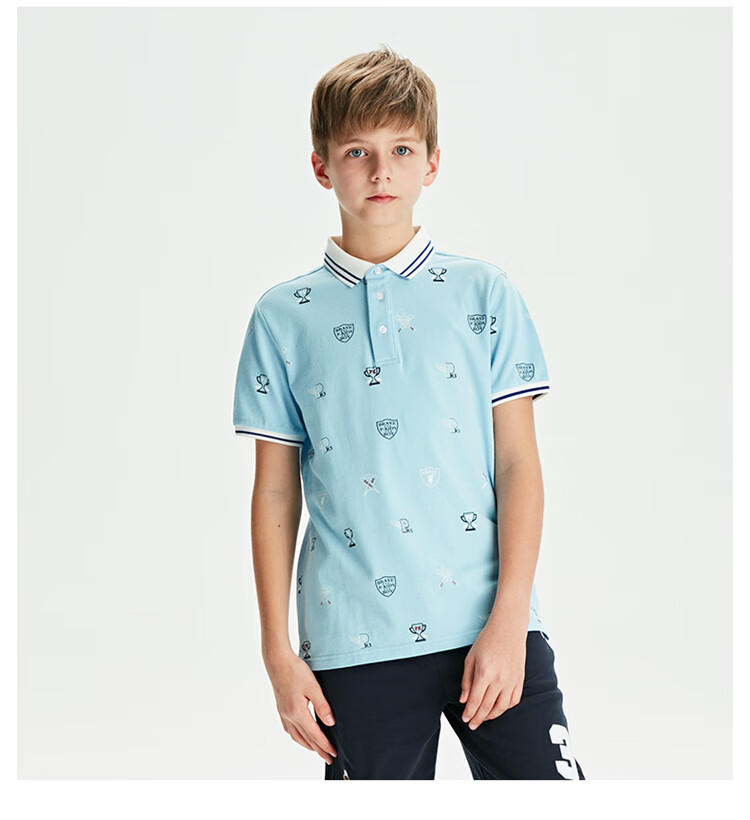 polo sport【商场同款】童装男童短袖t恤2022夏季新品翻领印花休闲