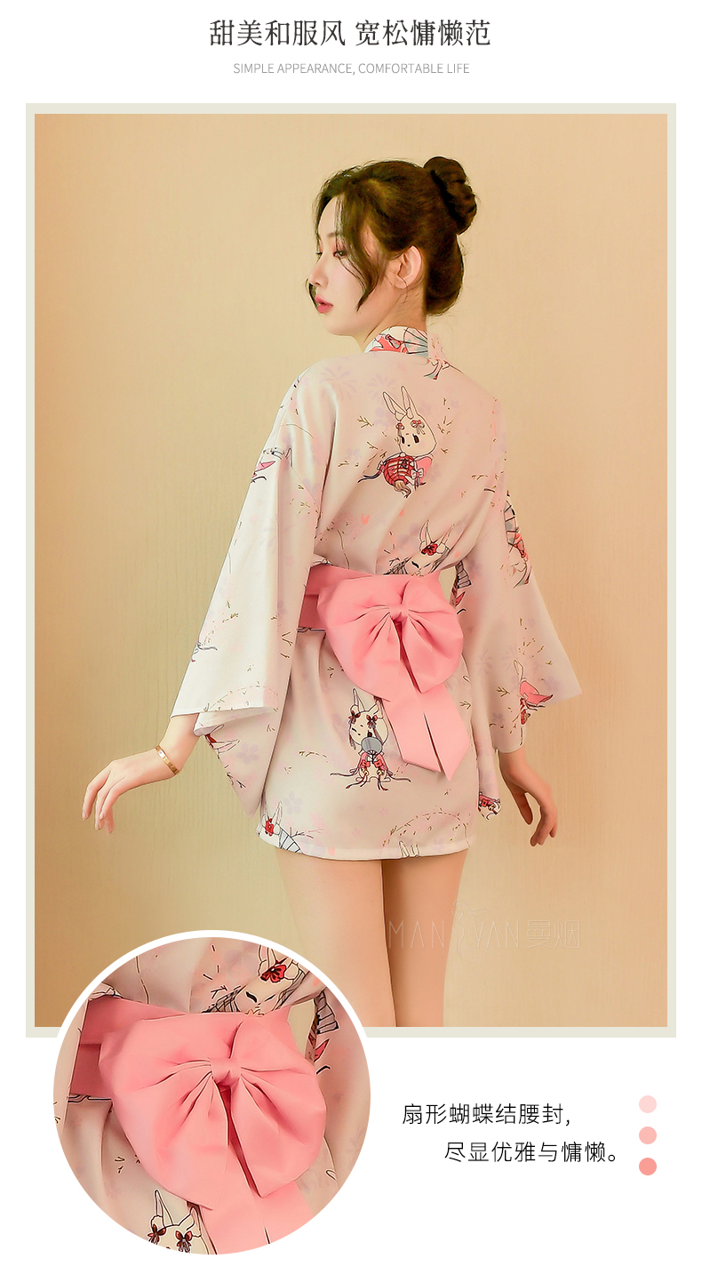 曼烟情趣内衣女诱惑日系恋恋兔纯欲和服免脱性感睡衣女深v开襟sm制服