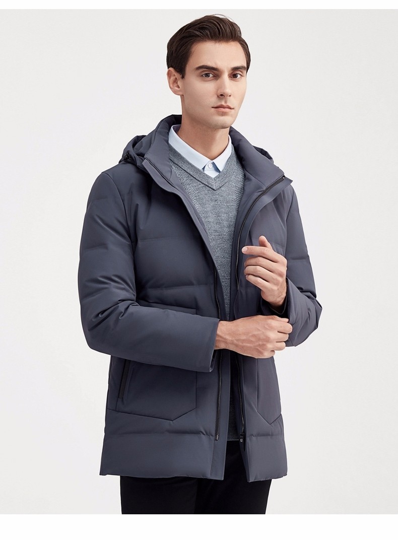柒牌加厚羽绒服男可脱卸帽2021冬季新款男士商务休闲爸爸冬装外套黑色