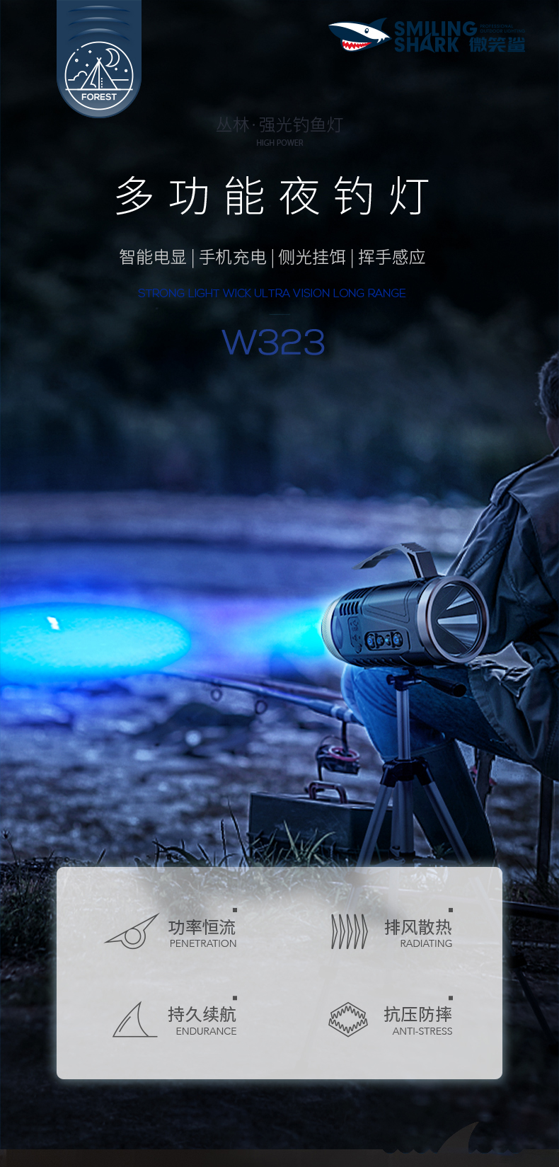 钓鱼灯激光大炮野钓夜钓灯强光超亮钓鱼灯装备夜光蓝紫光野钓大功率