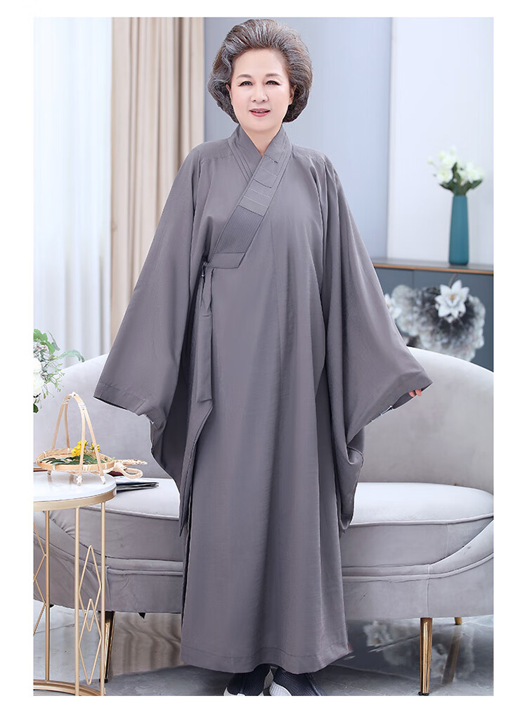 海青居士服女僧袍僧服僧服汉服禅服女袈裟大褂夏季长款台麻禅修服定制
