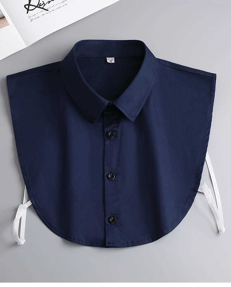 男女百搭尖领职业银行税务工装秋冬春正装假衬衣领子蓝色尖领m领围38