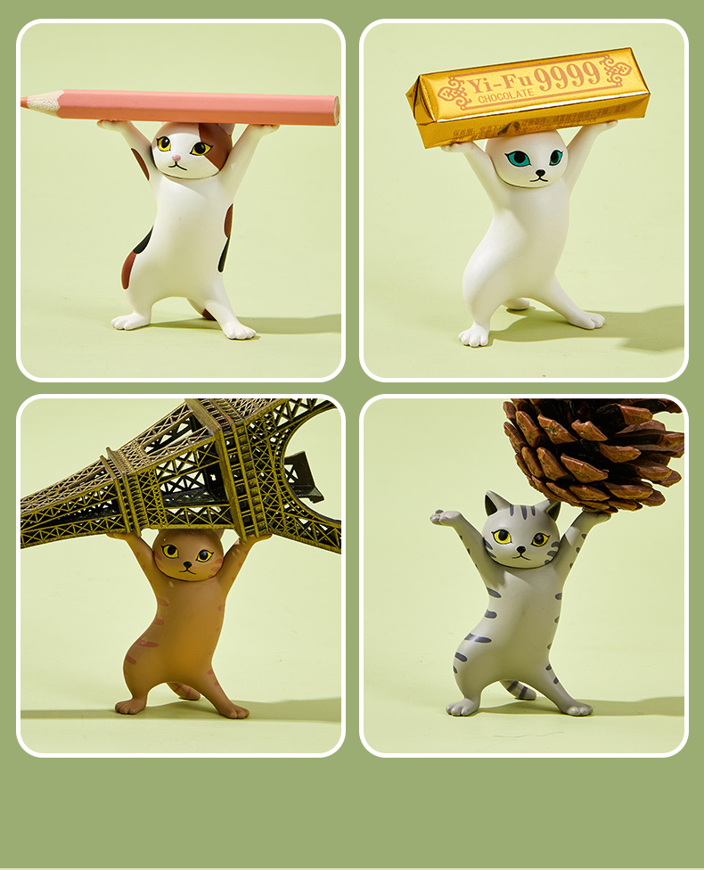 今霸【官方】正版qualia猫咪笔架妖娆猫托笔猫猫笔架举笔猫笔托创意