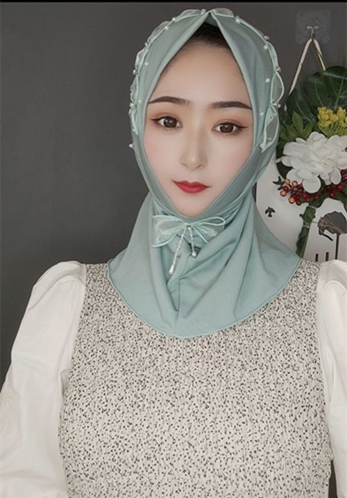 趣得回族女人的套头纱巾头巾新款套头回族女士帽子网红流苏头套盖头