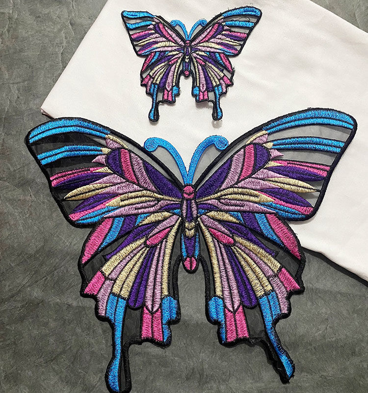 新品布贴yq大号蝴蝶图案破洞衣服刺绣补丁贴恤裤子毛衣服蕾丝补丁布贴