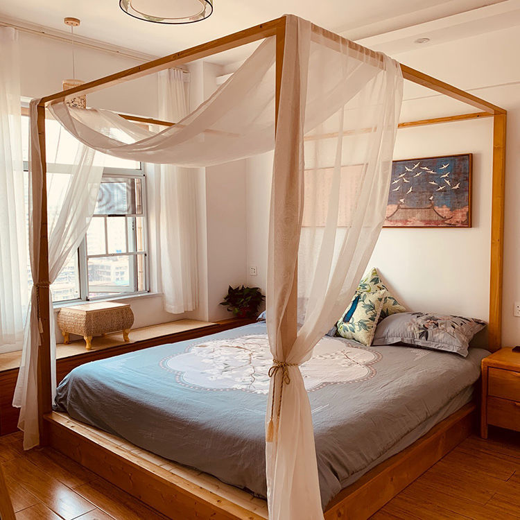 蚊帐酒店四柱架子床纱幔客栈民宿酒店床幔东南亚风中式架子床防尘床帘