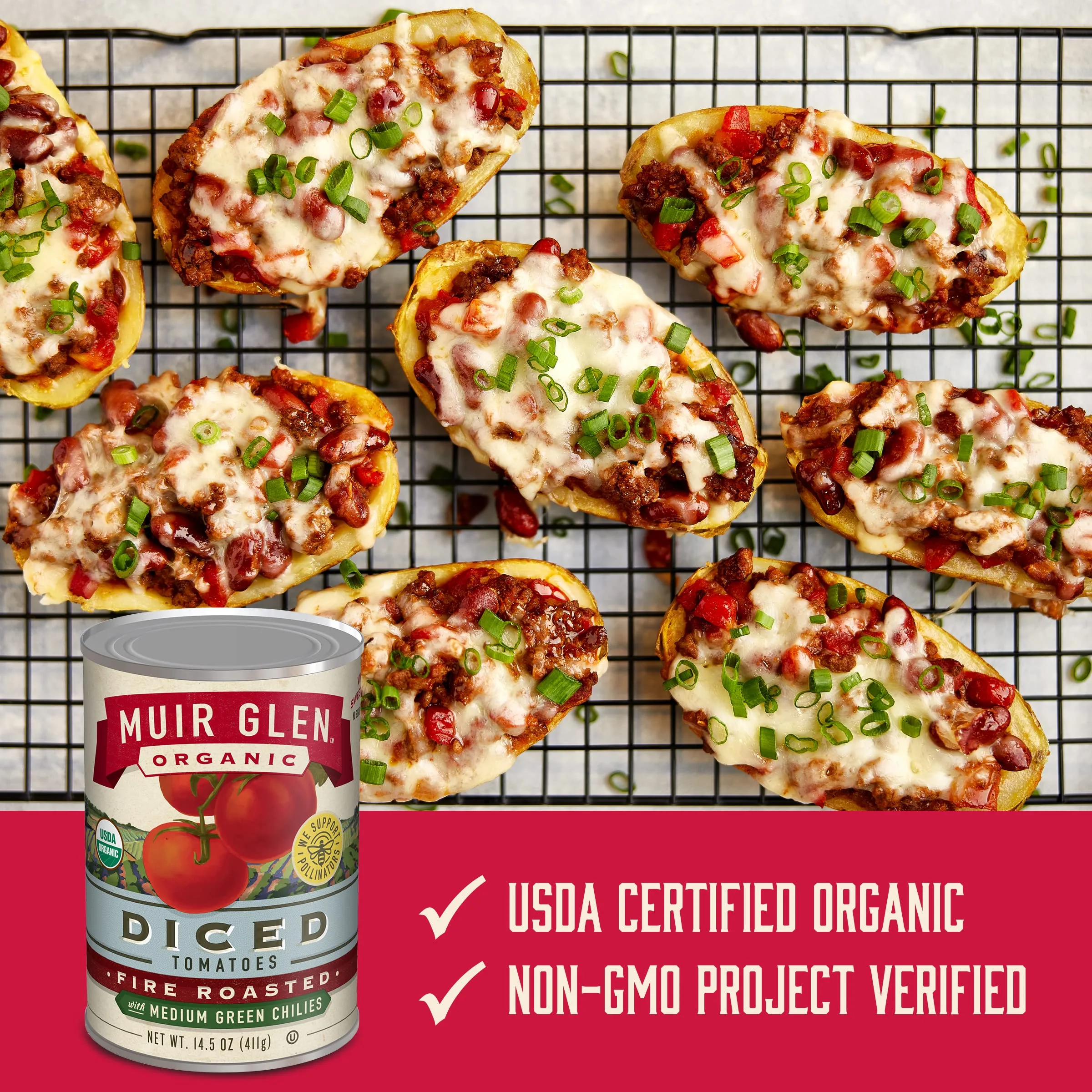 Muir Glen Organic Roasted Tomato cans diced Green chili gluten-free 411g Cooking seasoning cans 14.5 Ounce (Pack of 1) thumbnail 2