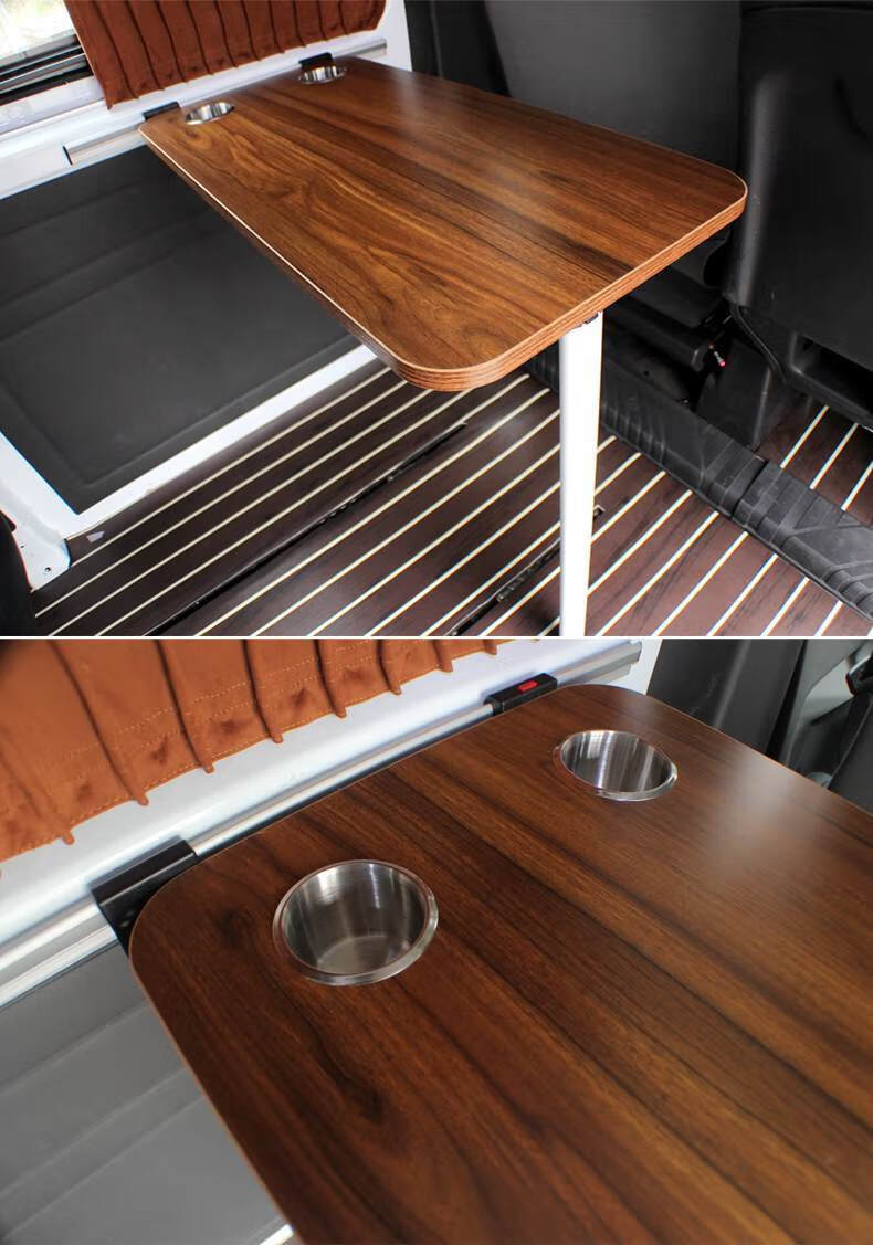 房车改装折叠桌全顺大通车用餐桌红木纹桌房车桌子配件可拆卸白色款