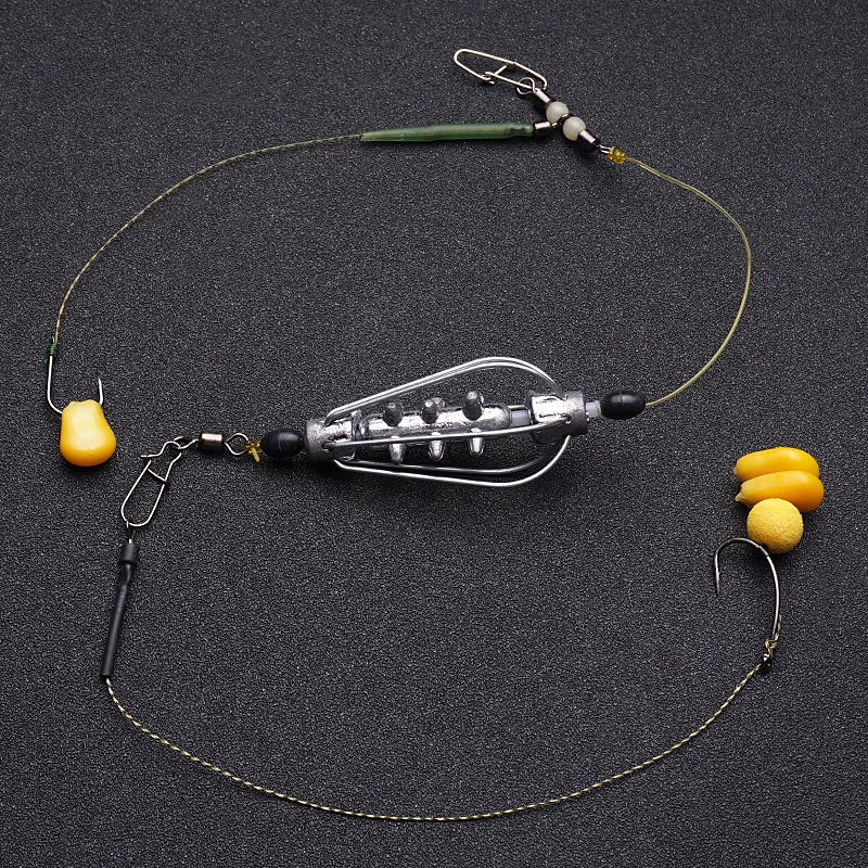 浮球钓鱼反离底钓法双钩欧式飞德钓组欧鲤钓库钓反底钩组浮球钓鱼珠珠