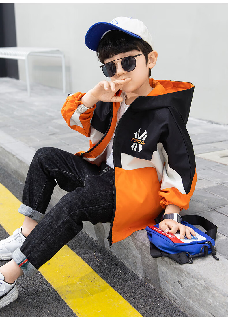 户外官网男童外套春装2021新款儿童风衣中大童洋气休闲春秋款夹克上衣