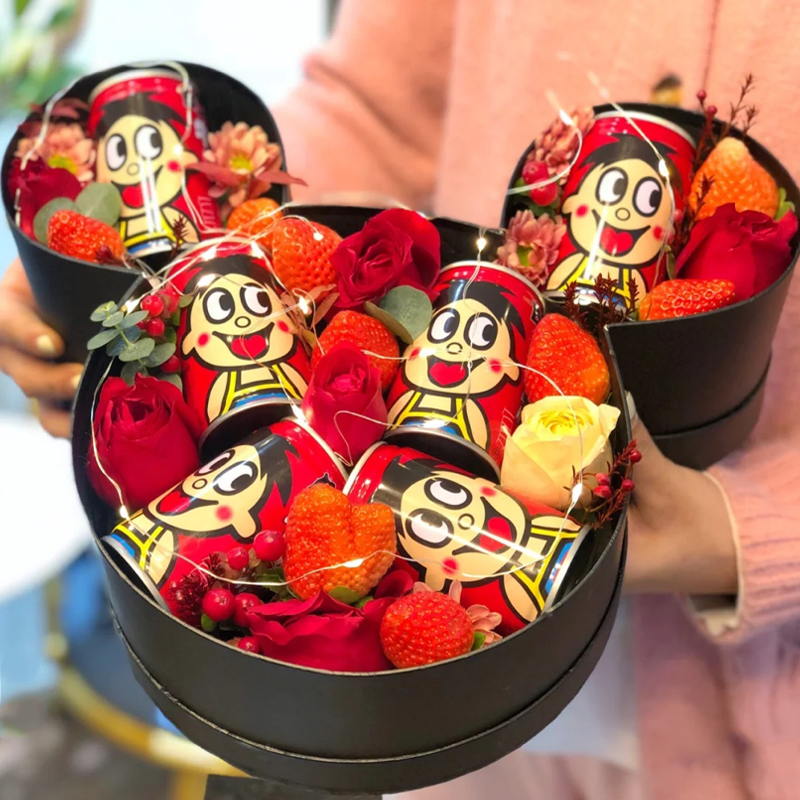 零食花束成品旺仔牛奶心形礼盒上海鲜花速递同城生日礼物配送花店抖音