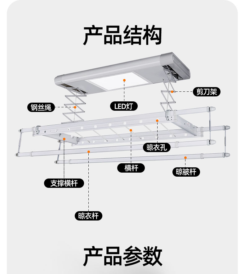 小米(mi)米家通用智能升降晾衣架电动晾衣架小尺寸户型遥控升降阳台