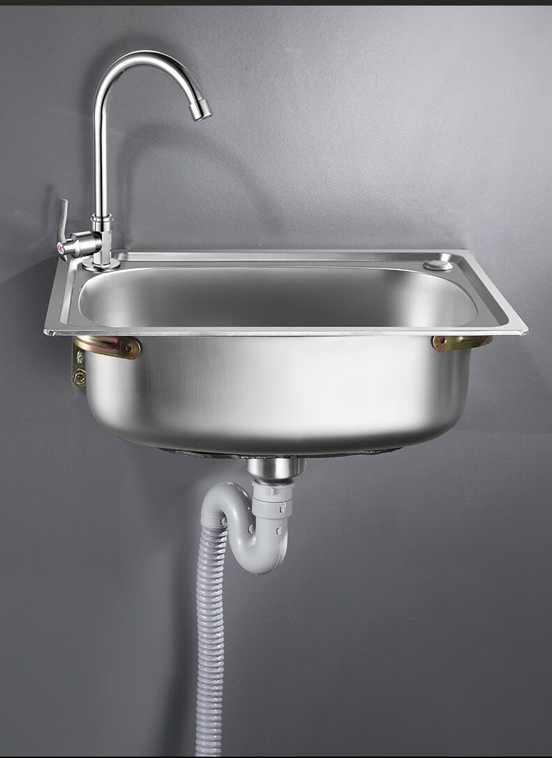 水斗单槽不锈钢水槽小单槽厨房简易洗菜盆洗碗池洗手盆水池单盆挂墙带