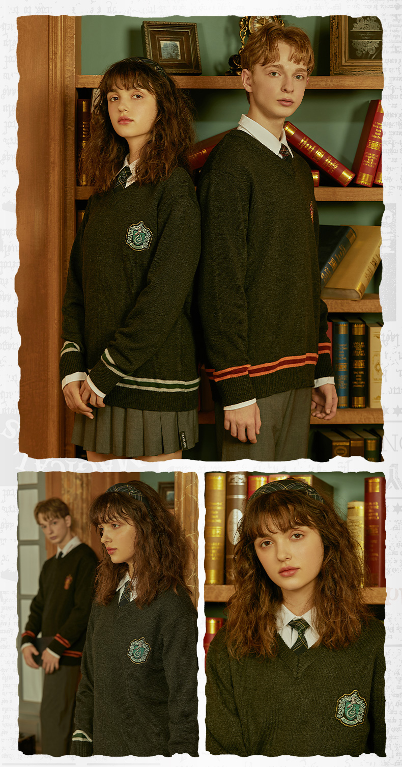 spao哈利波特联名2021年秋季新款男女同款徽章v领毛衣spkwb49d01深