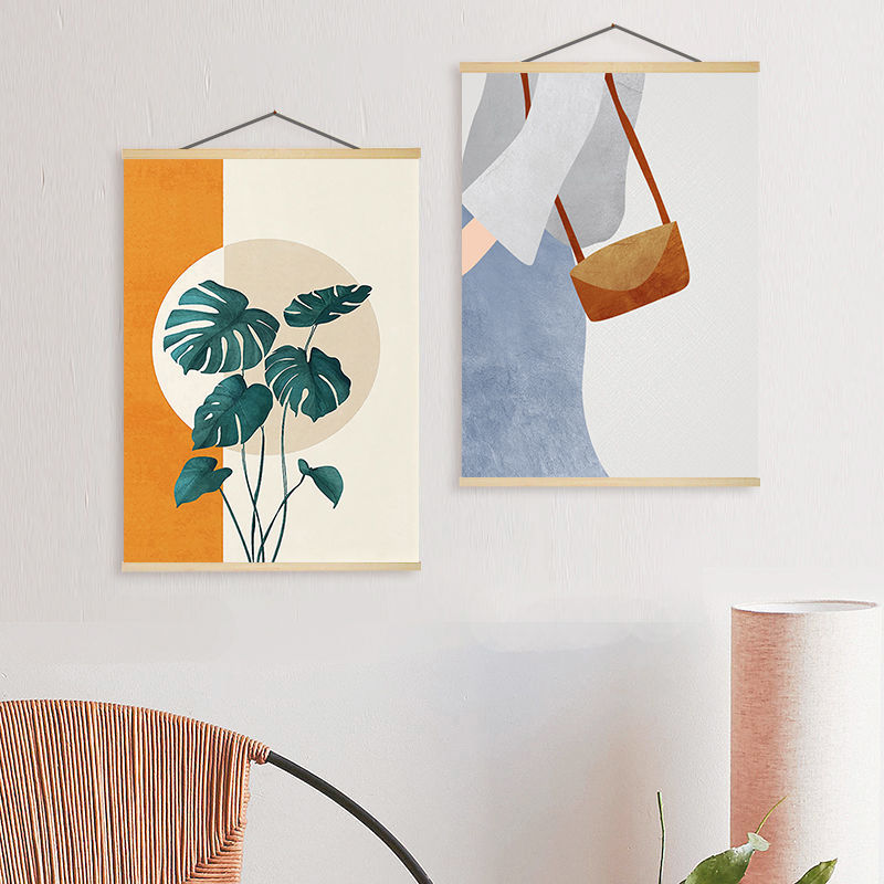 精品装饰字画ins卷轴画挂画电表箱遮挡莫兰迪小清新北欧风卧室客厅