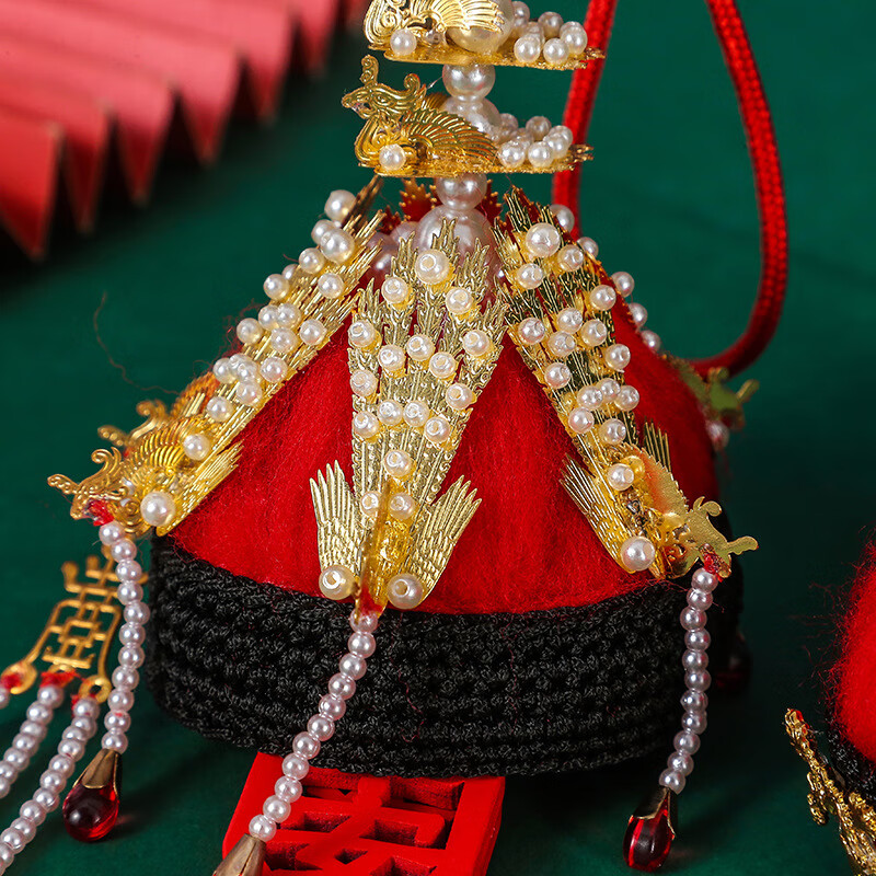 手工diy汽车京剧状元帽钩针编织材料头饰挂件平安符礼物 【清朝】凤冠