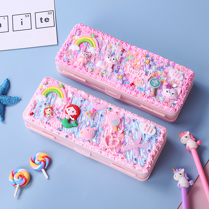 奶油胶diy自制笔盒双层文具盒奶油胶手工diy铅笔盒材料包自制笔盒小