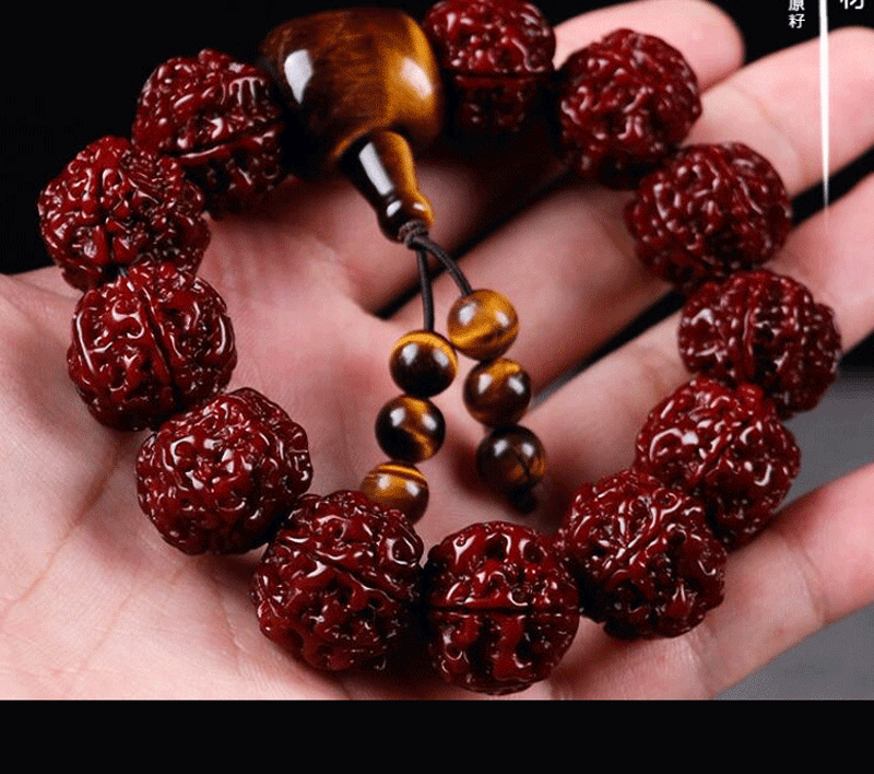 尼泊尔五瓣六瓣机刷大金刚菩提子红皮包浆佛珠文玩男士手串女手链6瓣