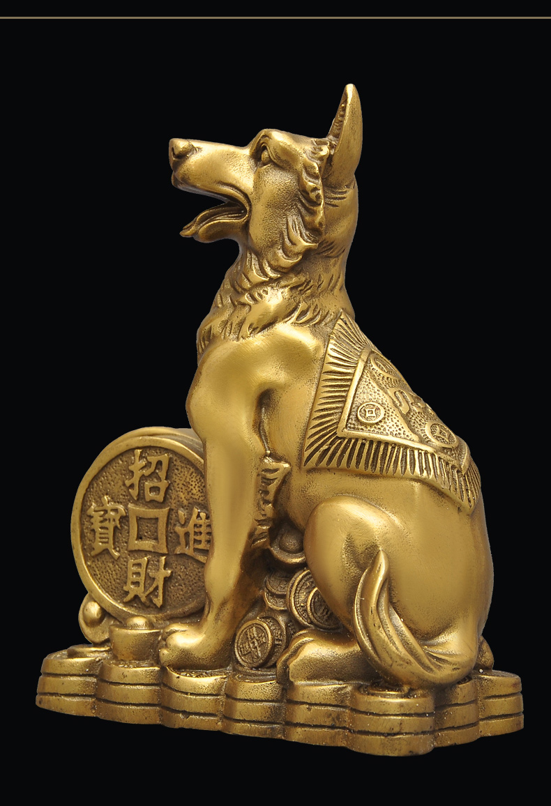 莲善堂黄铜狗摆件生肖狗招财狗风水摆设家居客厅玄关装饰品乔迁开业