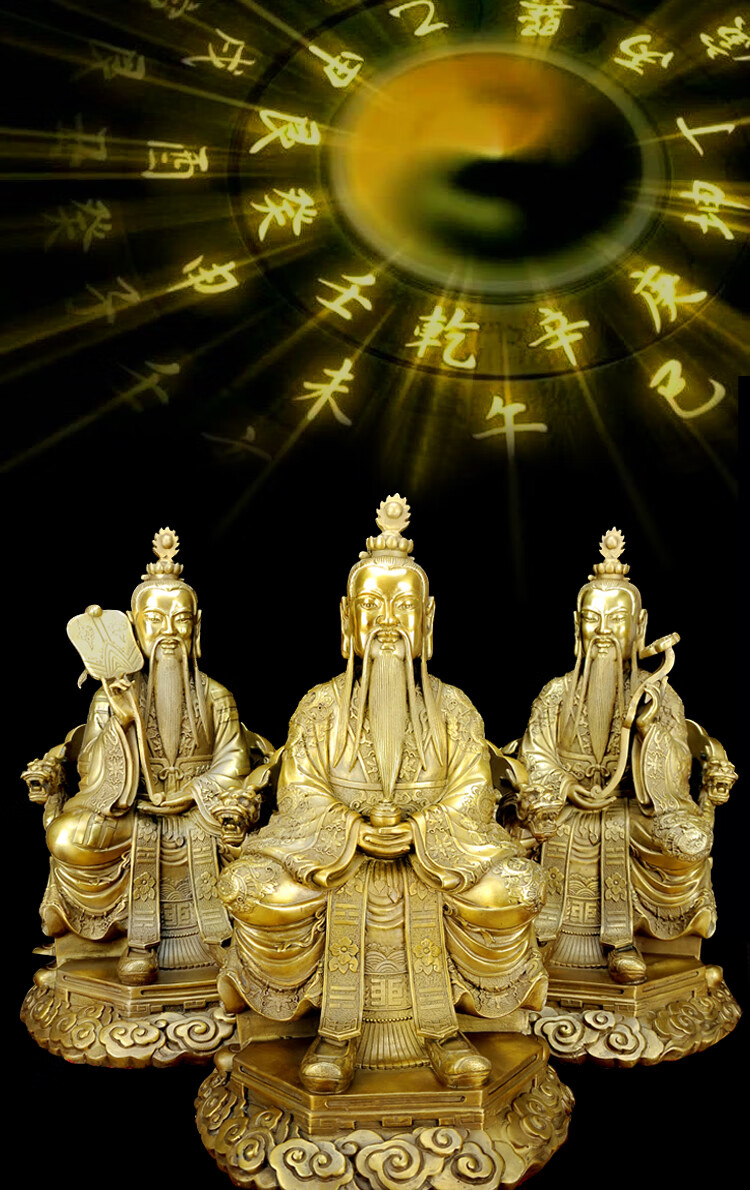 三清道祖神像纯铜摆件一套道德天尊元始天尊太上老君道教铜像供奉