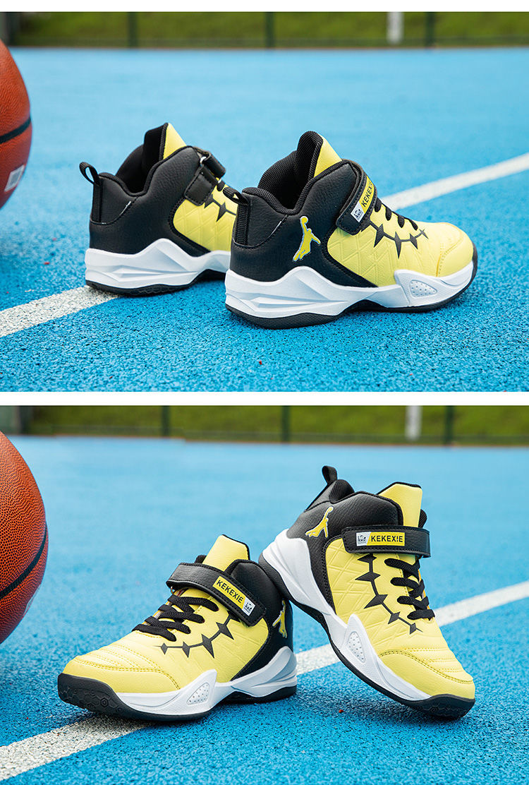 新款高品质篮球鞋儿童篮球鞋男童秋冬皮面高帮中大童新款防滑小学生