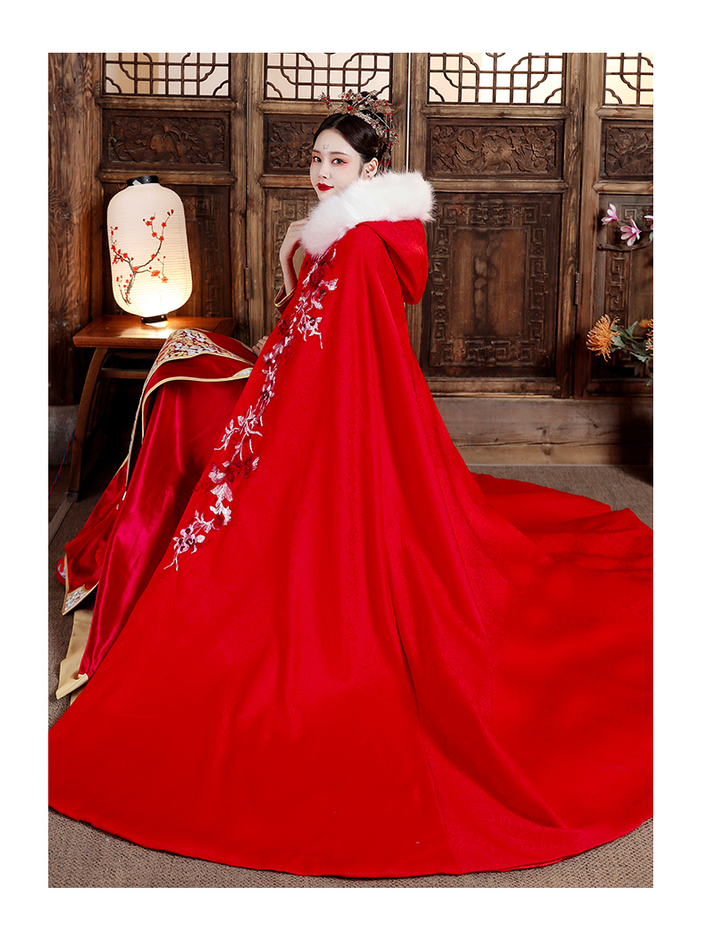 xuanshilan轻奢高档品牌女装结婚披肩新娘礼服大披风冬季中式婚纱秀禾