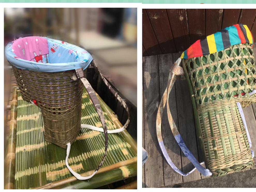 园艺春枝韵新品背篼手工竹编背篓背兜儿童背椅娃娃背袋婴儿座椅 a款