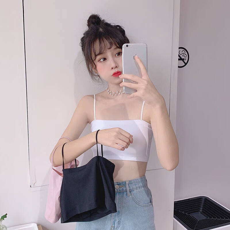 ck夏季冰丝裹胸内衣女学生韩版性感抹胸打底吊带小背心少女内穿薄款