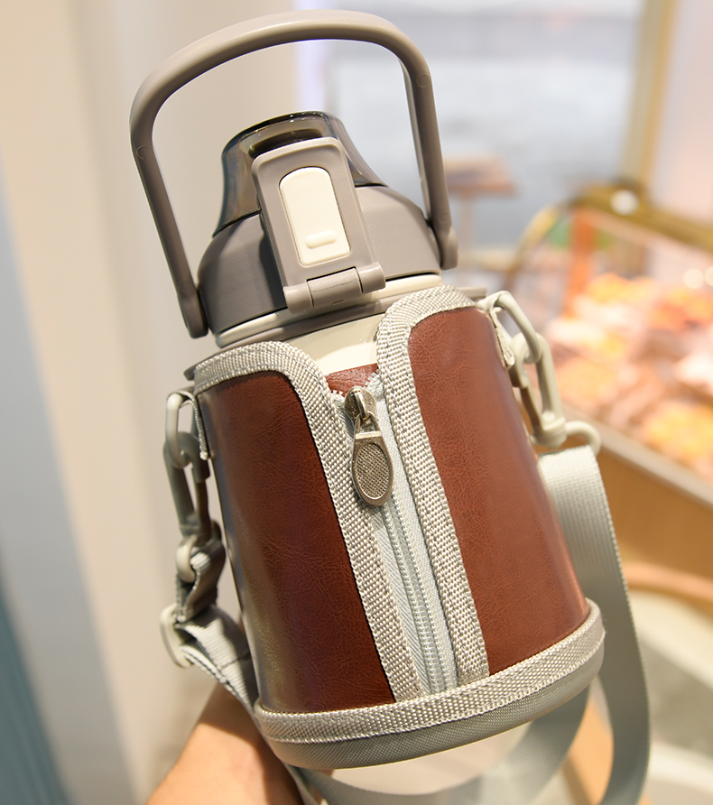 英马大肚杯杯套保温杯保护套通用款大肚保温杯套皮质水壶套斜挎皮质s