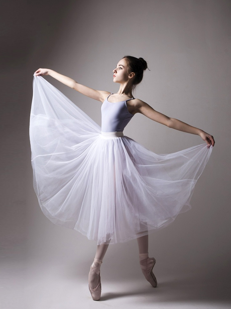 枫岚情舞蹈练功服半身纱裙芭蕾长纱裙半身裙练功服长款裙天使芭蕾舞白