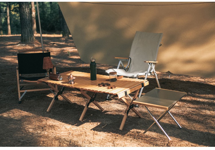 喜奇隆蛋卷桌hanfeng户外蛋卷桌野餐露营烧烤便携式折叠桌椅套装家用