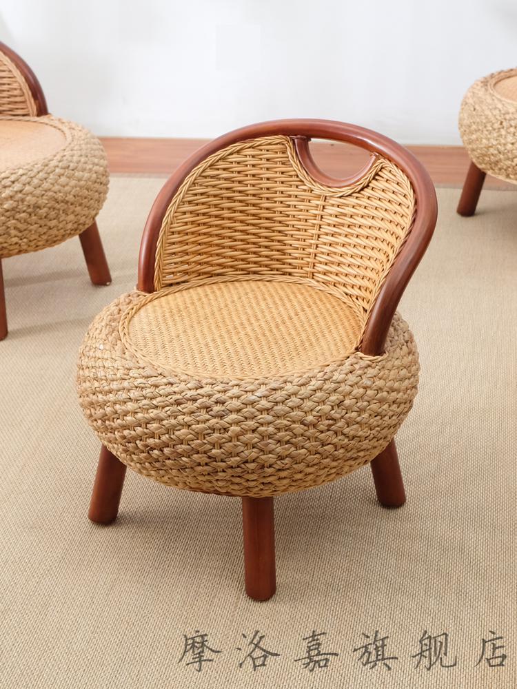 宏科华竹编藤椅藤编小竹编老人椅天然真藤靠背椅简约现代阳台藤椅三