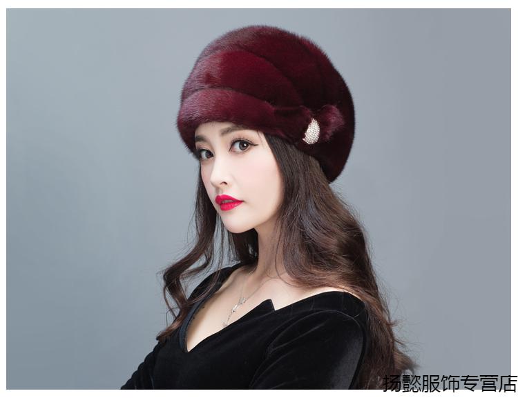 品牌冬天戴的保暖水貂帽子整貂女士貂皮帽子裘皮皮草帽子貂毛真皮护耳