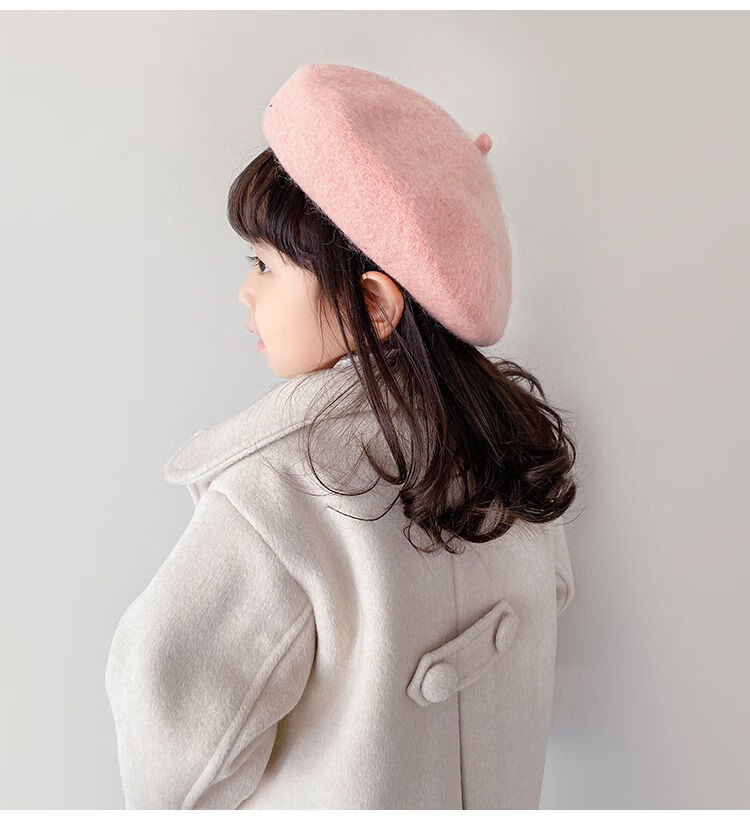 赫珺儿童贝雷帽女童帽子秋冬季亲子女宝宝蓓蕾帽黑色婴童款4850cm24岁