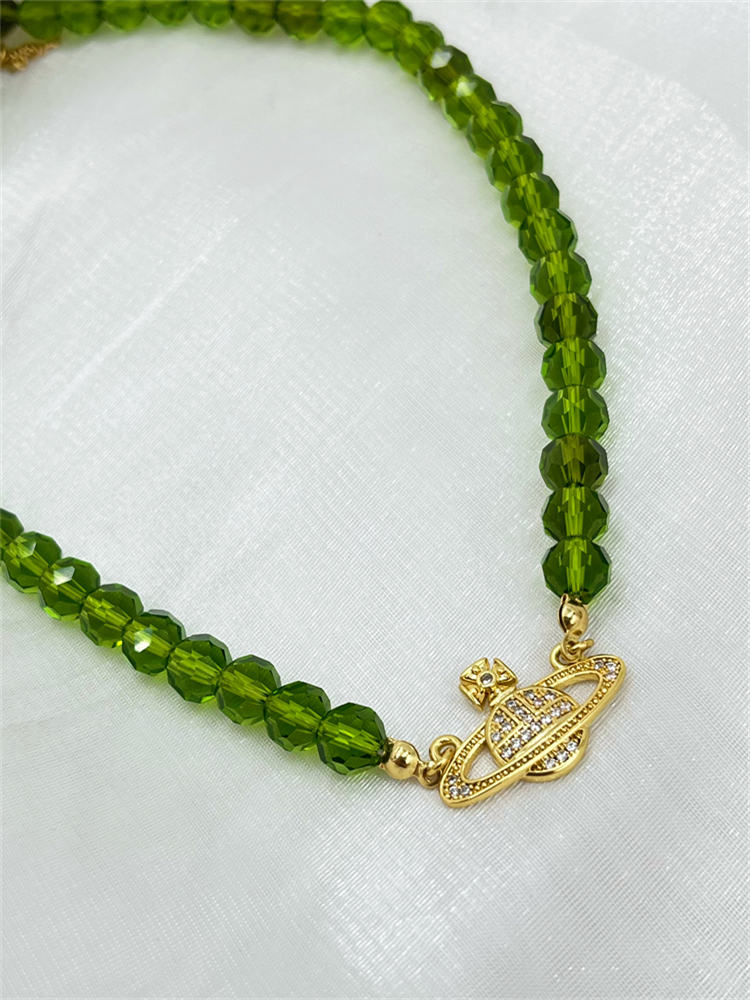 珠佩丽顶盈西太后星球项链绿水晶串珠精致百搭显白气质潮流ins春夏