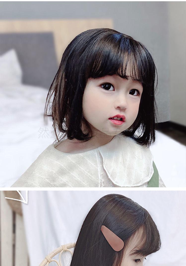 儿童假发女头顶补发块小女孩空气齐刘海直发玉米烫卷发透气补发片直发