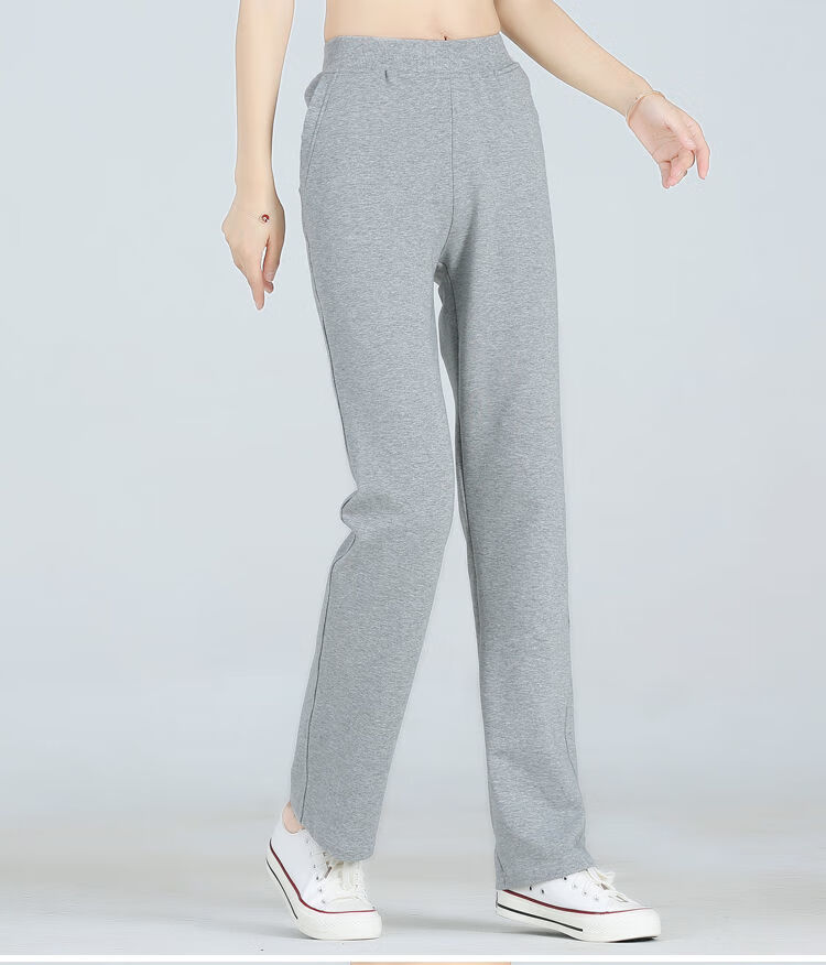 直筒灰色运动裤女长裤宽松休闲中年夏天女式卫裤中灰春秋款2xl128138