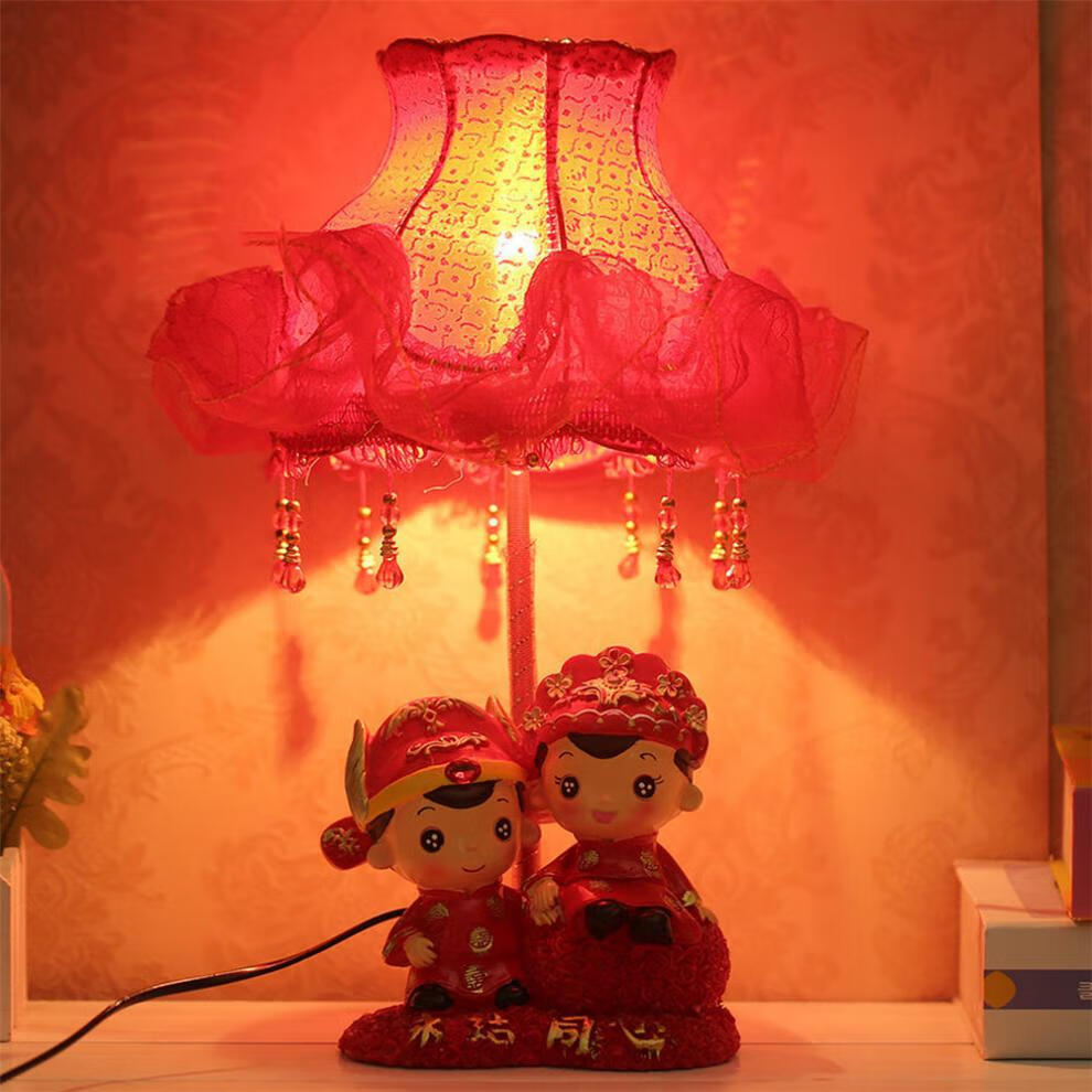 卧室床头灯结婚礼物红色婚房台灯婚礼夜灯结婚长明灯婚庆用礼新款百年