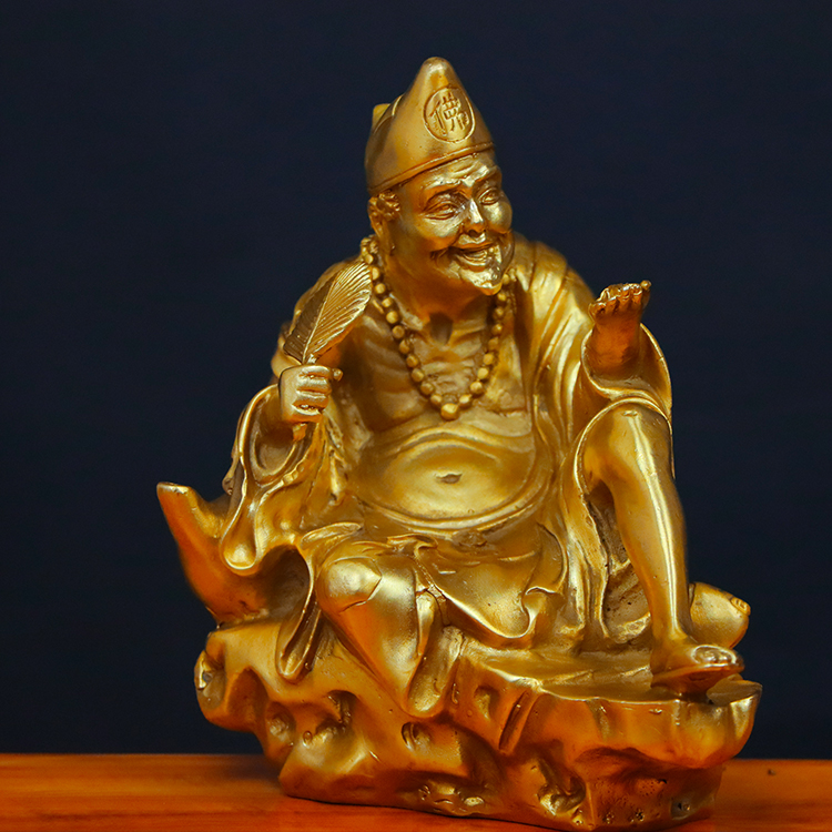 活佛济公佛像铜济公活佛摆件降龙罗汉佛像道济和尚济癫铜像家居店铺