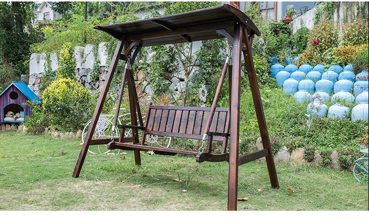 实木秋千防腐木吊椅子小区公园摇篮室外庭院阳台户外露台双人带顶秋千