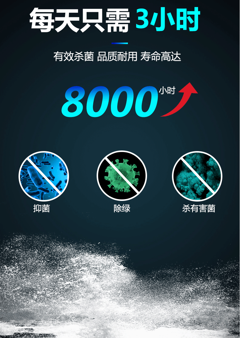 鱼缸紫外线杀菌灯除绿水户外鱼池去绿藻除藻灯uv消毒灯潜水灭菌灯